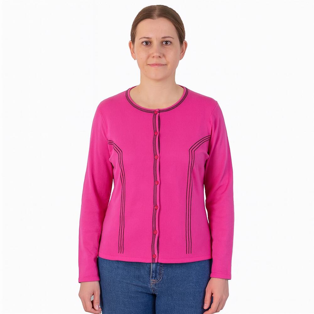 Cordier Women’s Hot Pink Button-Front Cardigan Sweater - Size Large